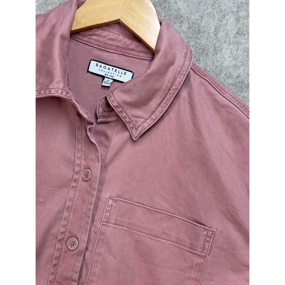 Bagatelle Collection Dusty Rose Cotton Blend Button Down Womens M Soft Utility